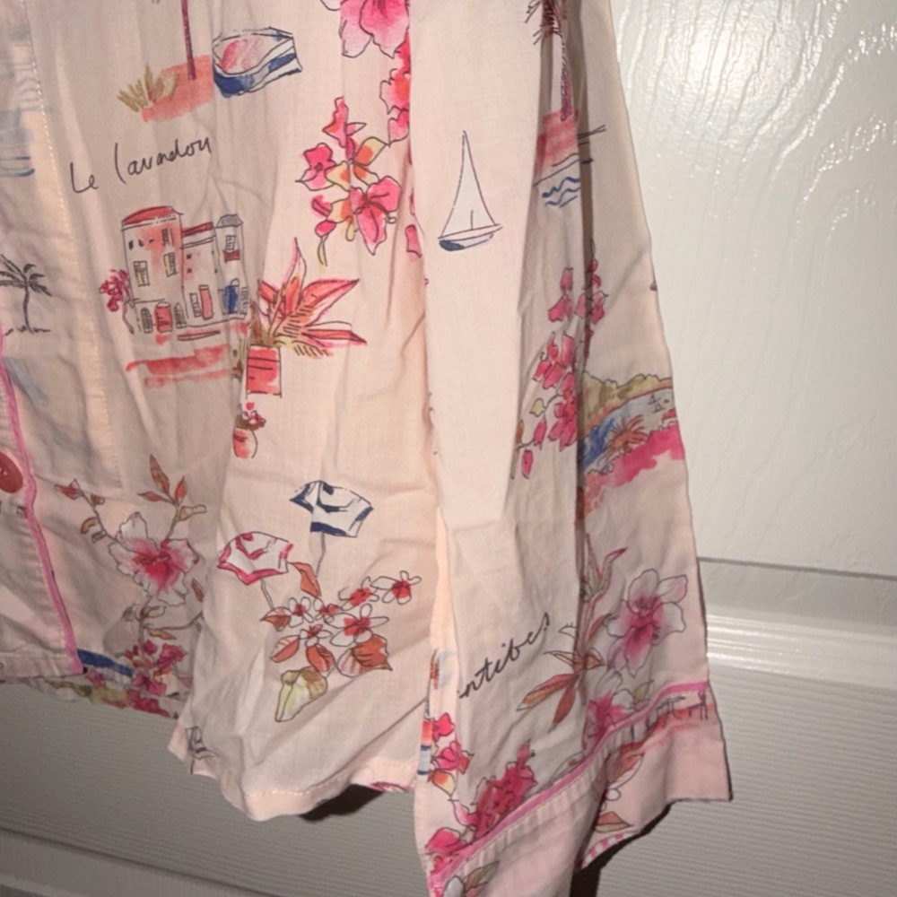 PJ Salvage Pajama Set Size S Pink Beach Print 2PC Sleep & Lounge - Picture 5 of 13